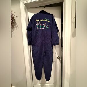 Vintage NAF NAF Navy Jumpsuit with Graphic Design